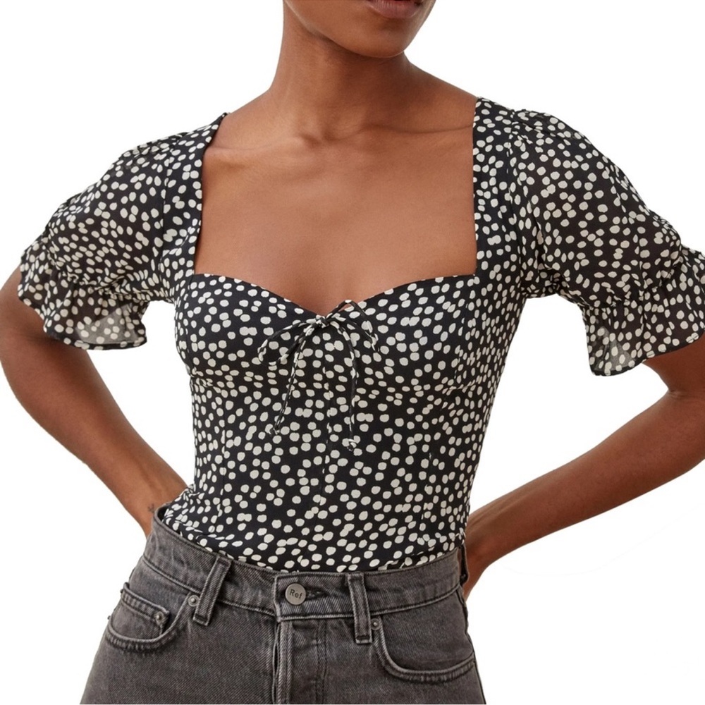 Reformation Delevan Top in Pearls, Size 8